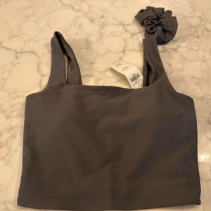 Abercrombie & Fitch YPB black Squareneck Tank with scrunchie - NWT Small gray
